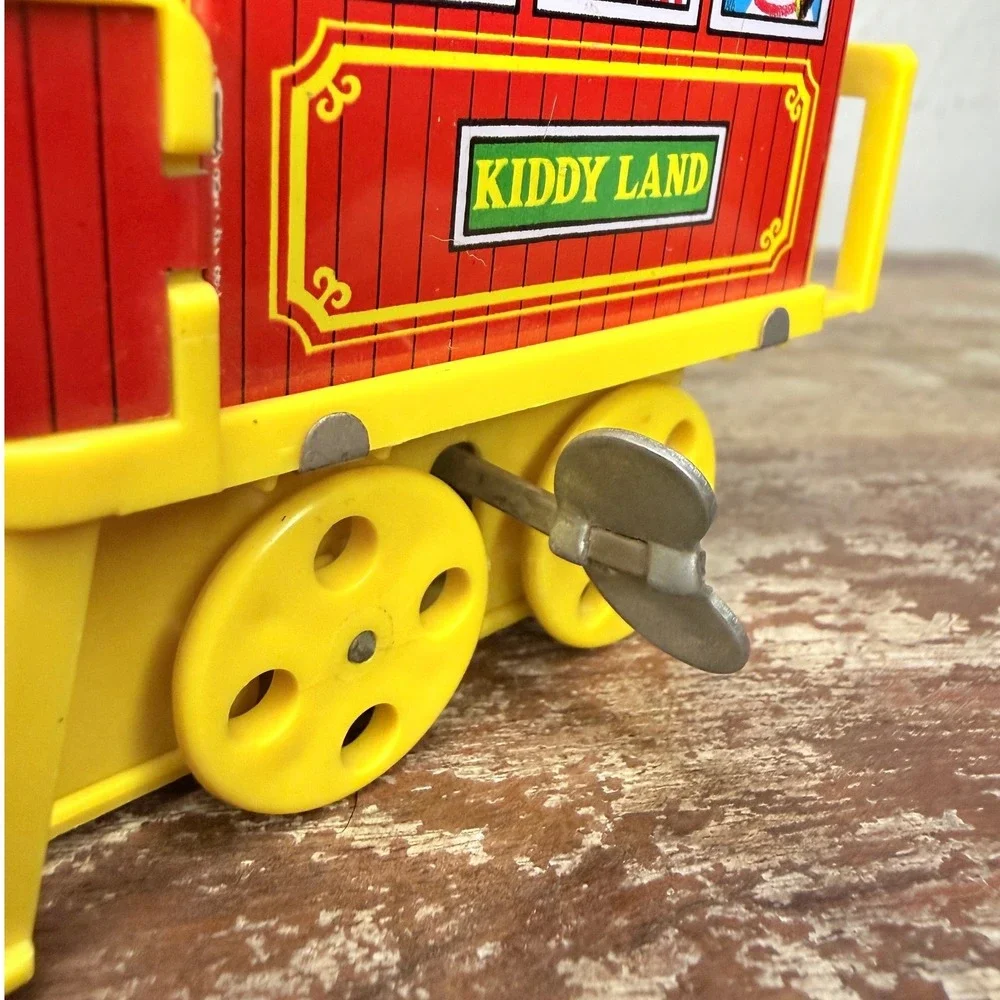 Vintage Tin Litho Wind Up Kiddy Land Tram Car Toy Mid Century Japan Yone